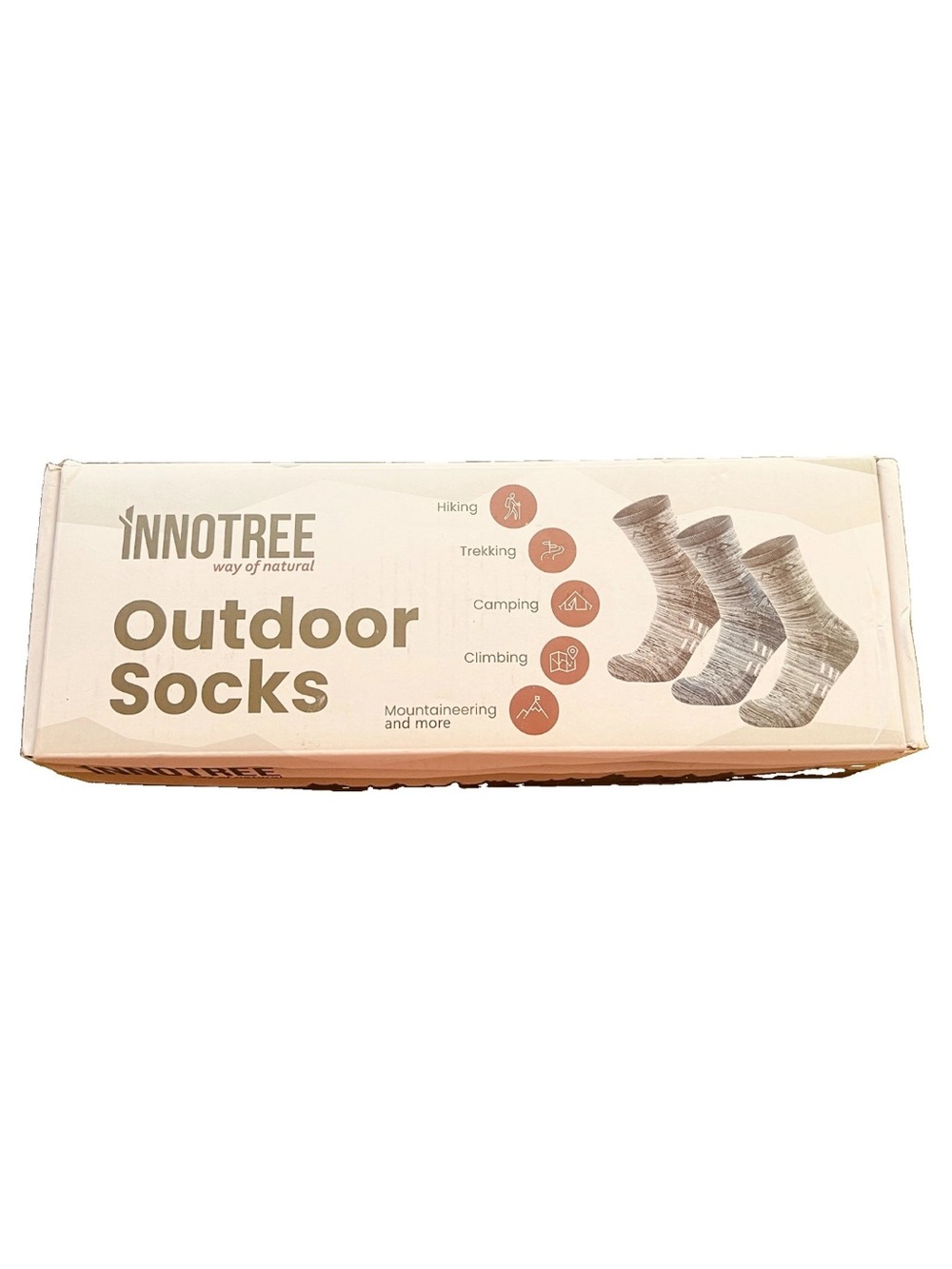 Innotree Outdoor Socks 3-Pack Merino Wool Blend Hiking L-XL NIB